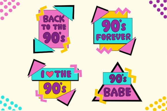 Download Set of Emblems, Stickers 90s Style - Sticker Collection