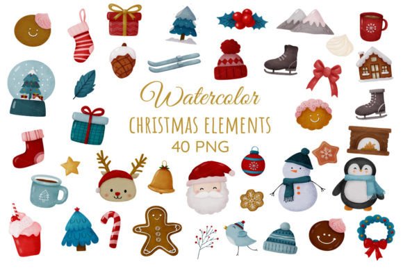 Download Cute Christmas Clipart Watercolor PNG - Cute christmas clipart Collection