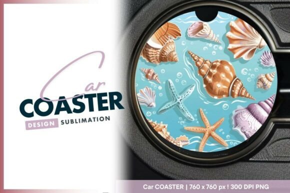 Download Round Car Coaster Png with Seashells - Sea Collection