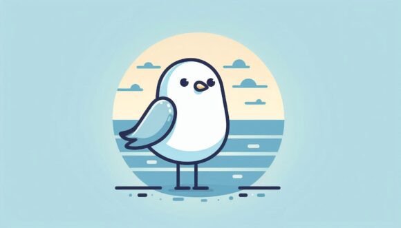 Download Minimalism Lone Seagull on a Calm Blue H - Sea Collection