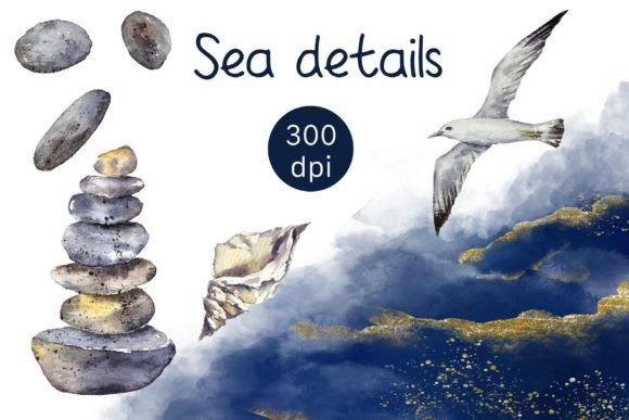 Download Sea Watercolor Clipart Stones Seagull - Sea Collection