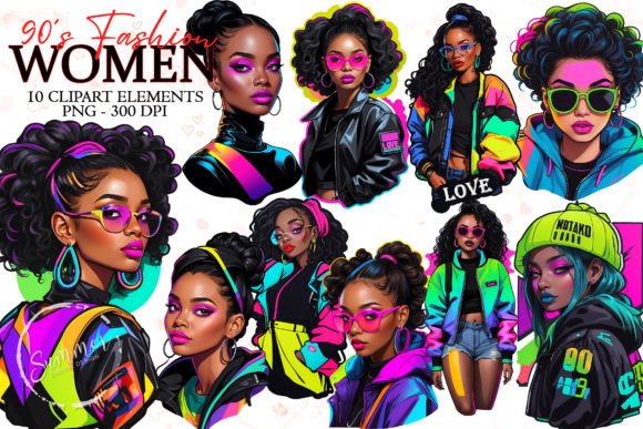 Download Girl Neon 90s Fashion Stickers Clipart - Sticker Collection