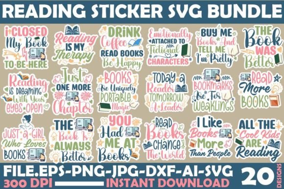 Download Reading Sticker SVG Bundle - Premium Resources