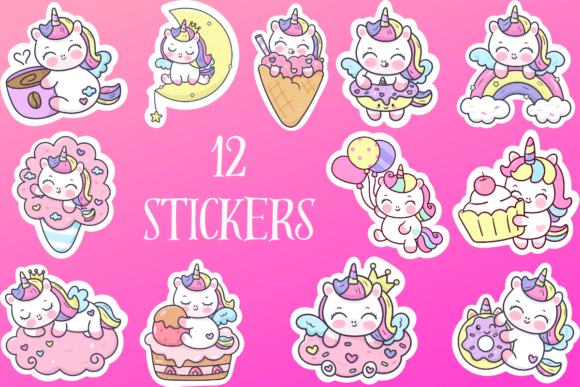 Download Cute Unicorn Sticker Set, Print &amp; Cut - Premium Resources