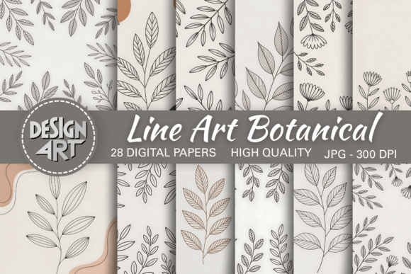 Download Line Art Botanical Background - Background Collection