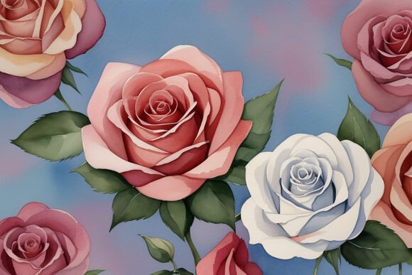 Download Watercolor Rose Digital Paper Background - Background Collection