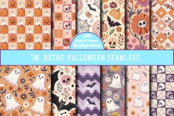 Download Retro Halloween Seamless Pattern - Sea Collection